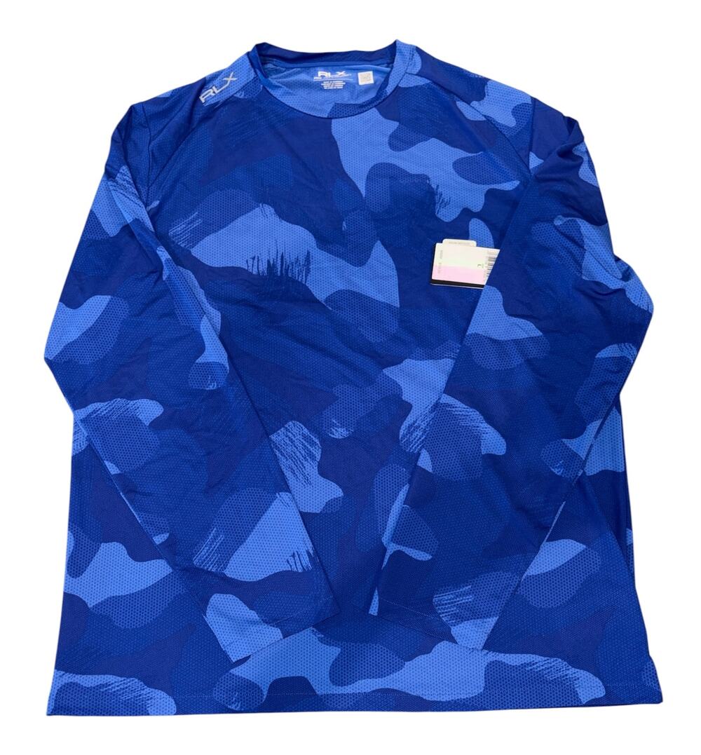 RLX Ralph Lauren Camo Shirt Mens L Blue Long Sleeve Performance NWT